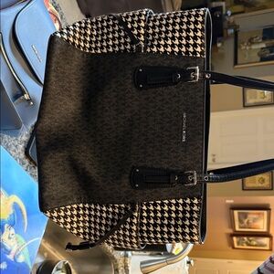 Michael Kors Houndstooth Black Tote